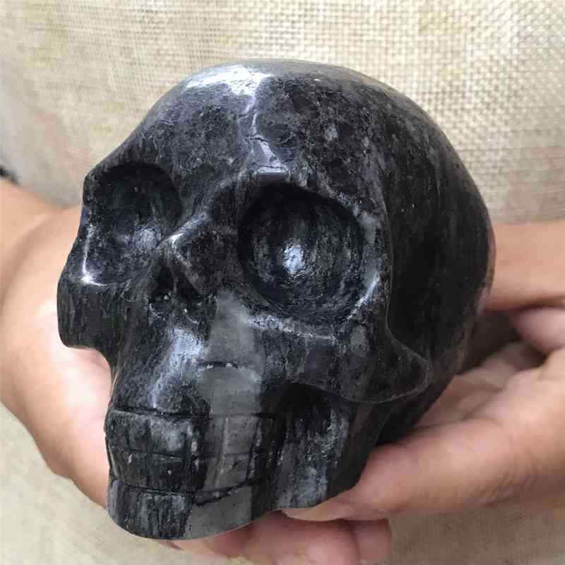 0.57kg Natural black jade quartz skull carved Quartz Crystal skull Healing
