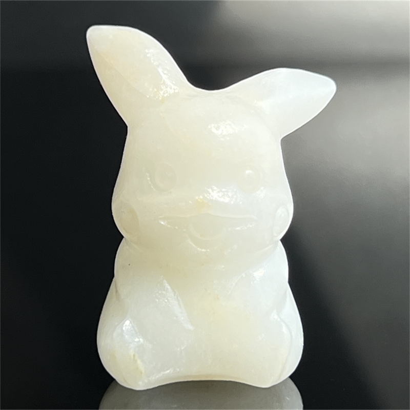 1.5" Natural quartz carved Pikachu skull Quartz crystal skull reiki healing