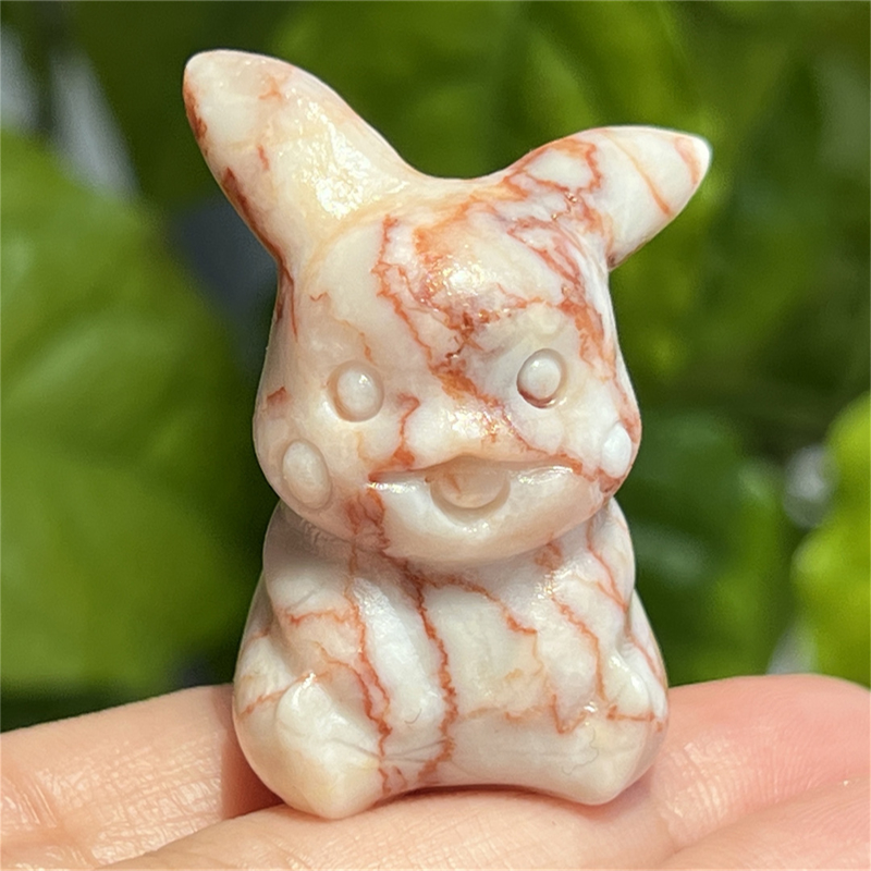 1.5" Natural quartz carved Pikachu skull Quartz crystal skull reiki healing