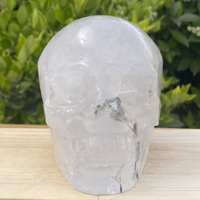 1440g Natural Beantiful Fluorite Quartz Skull Hand Carved Crystal Healing Skull