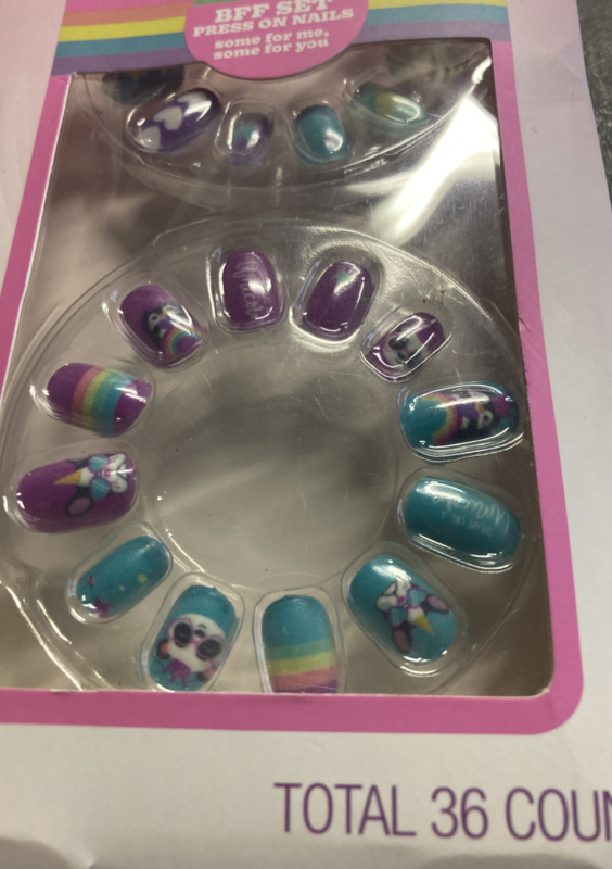 Girls Press On Nails Set 36 ct Adore BFF Share Dream Like a Unicorn Childrens