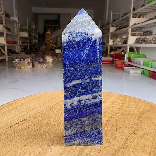 280g Natural Rock Lapis Lazuli Quartz Crystal Stone Point Healing Wand Obelisk