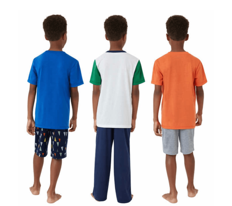Eddie Bauer Kids Comfy 6 pc Pajama Set Orange Boy&apos;s Sz S 7/8 NWT