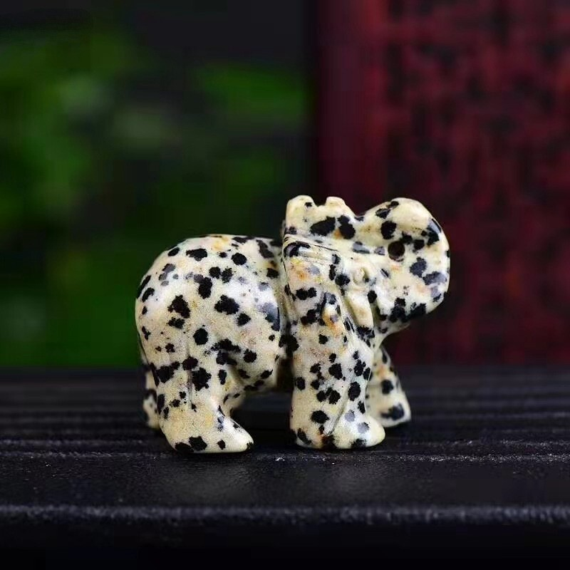 Natural Quartz Crystal Skull Carved Elephant Healing Gemstone Animal Sculpture