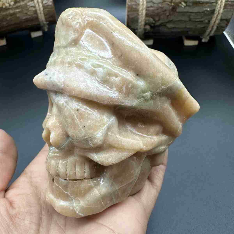 670g natural jade hand carved skull quartz crystal healing decor gift