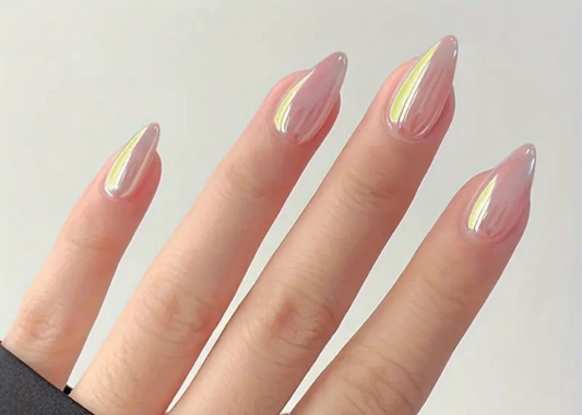 Classy press on nails short - Wedding Nails - Nude Chrome - 24ct - Reusable