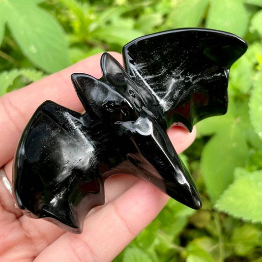 1pc Natural Obsidian Bat Quartz Crystal Decoration Healing Gifts Energy Animal