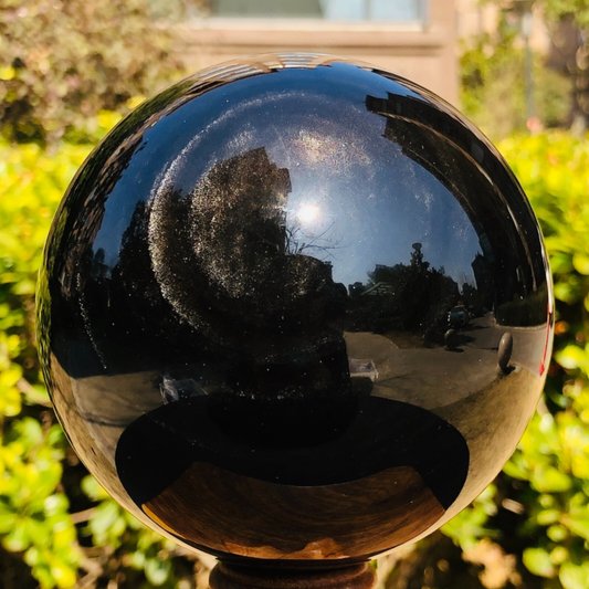 2.94LB Natural Silver Black Obsidian Sphere Quartz Crystal Ball Healing