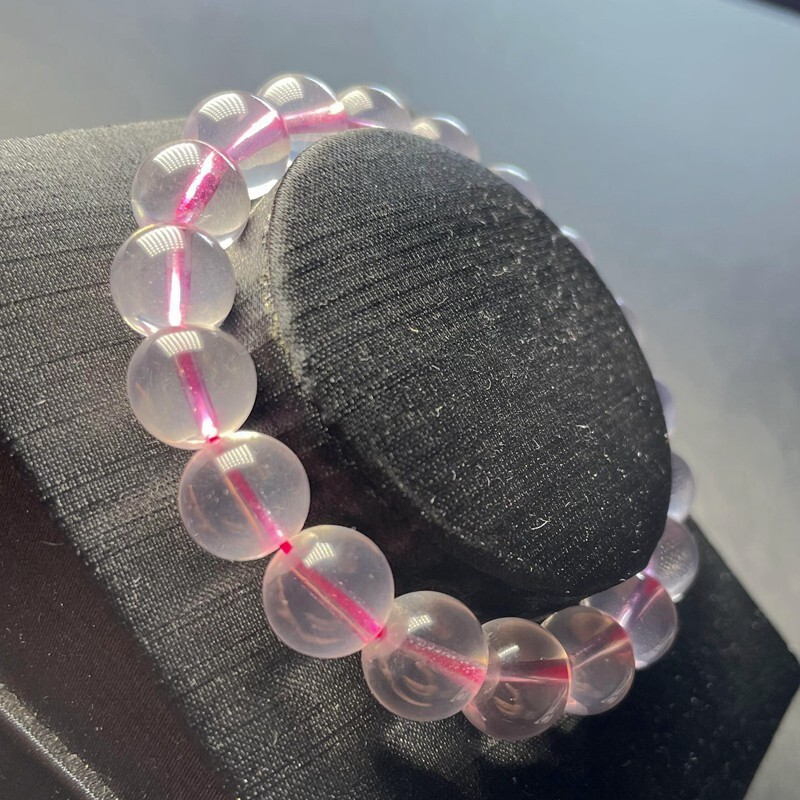 10mm  Natural Clear Starlight Pink Rose Quartz Crystal Gemstone Beads Bracelet