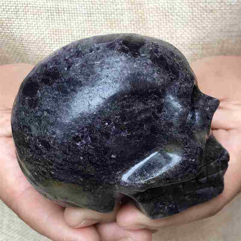 0.48kg Natural black jade quartz skull carved Quartz Crystal skull Healing