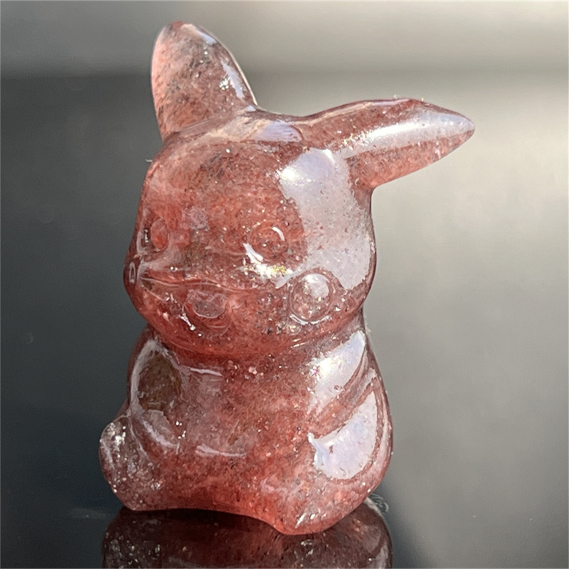 1.5" Natural quartz carved Pikachu skull Quartz crystal skull reiki healing