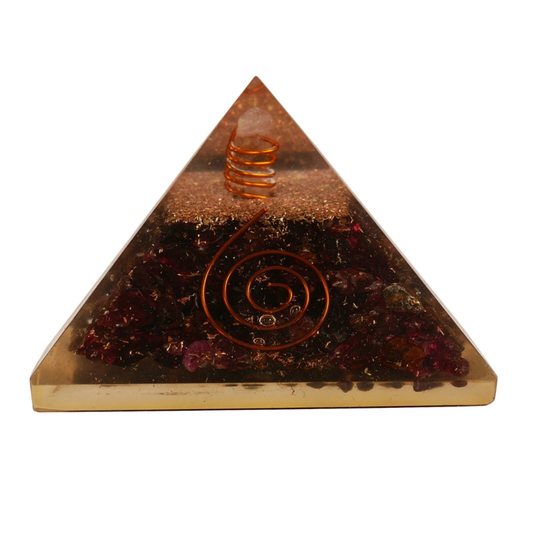 Garnet Orgone Pyramid Feng Shui Prosperity Healing Crystal Free Shipping