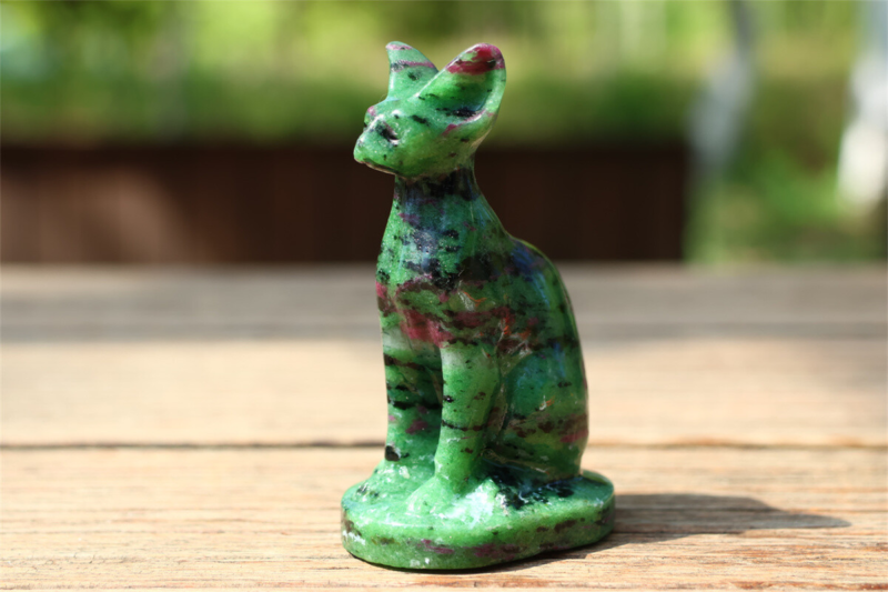 3.1" Carved Natural Zoisite Hairless Cat Statue Skull Quartz Crystal Specimen 1x