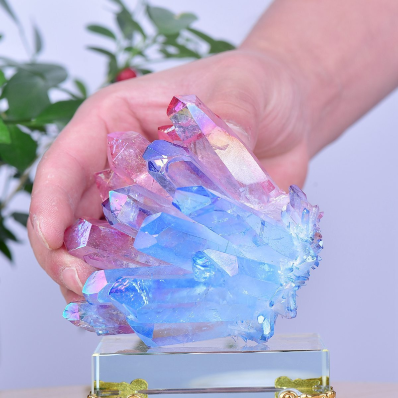 0.84LB Electroplated Color Crystal Cluster Crystal Mineral Reiki Healing