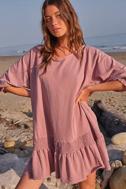 Free People Jenny Babydoll Ruffle Mini Dress, Pink Rose, X-Small, RRP $70