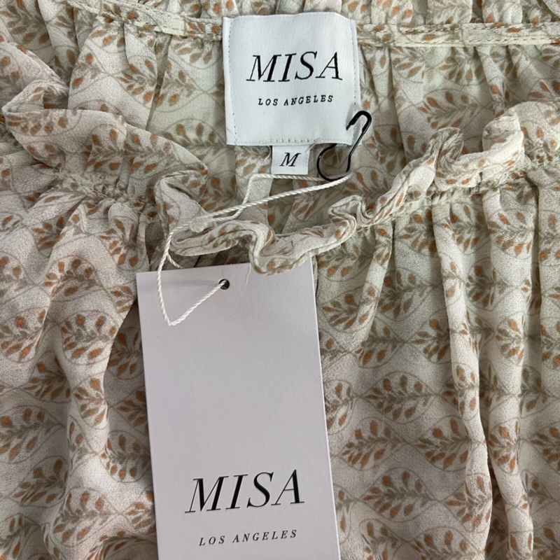 NWT MISA Los Angeles Floral Paisley Dionica Ruffle Trim Tiered Midi Dress Sz M