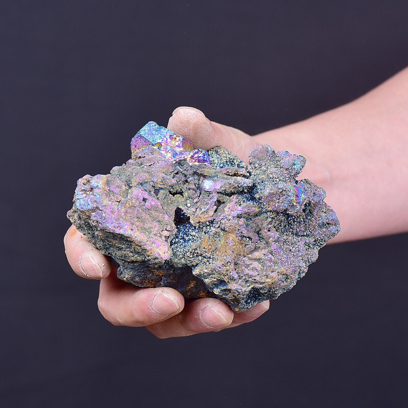 1.43LB Electroplated quartz Calcite mineral specimen for spiritual healing