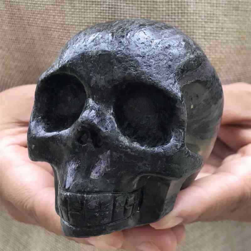 0.56kg Natural black jade quartz skull carved Quartz Crystal skull Healing