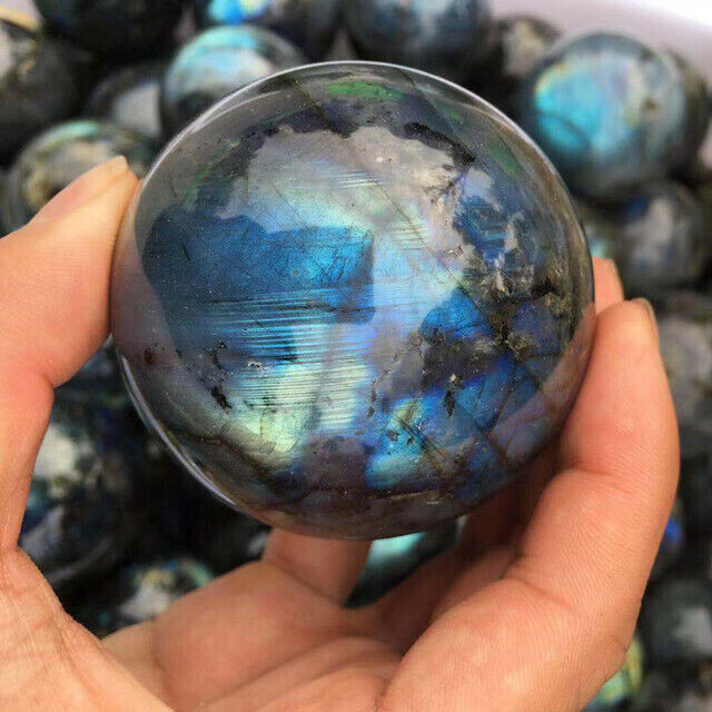 TOP 60mm+Natural rainbow labradorite sphere  quartz crystal ball gem healing 1PC