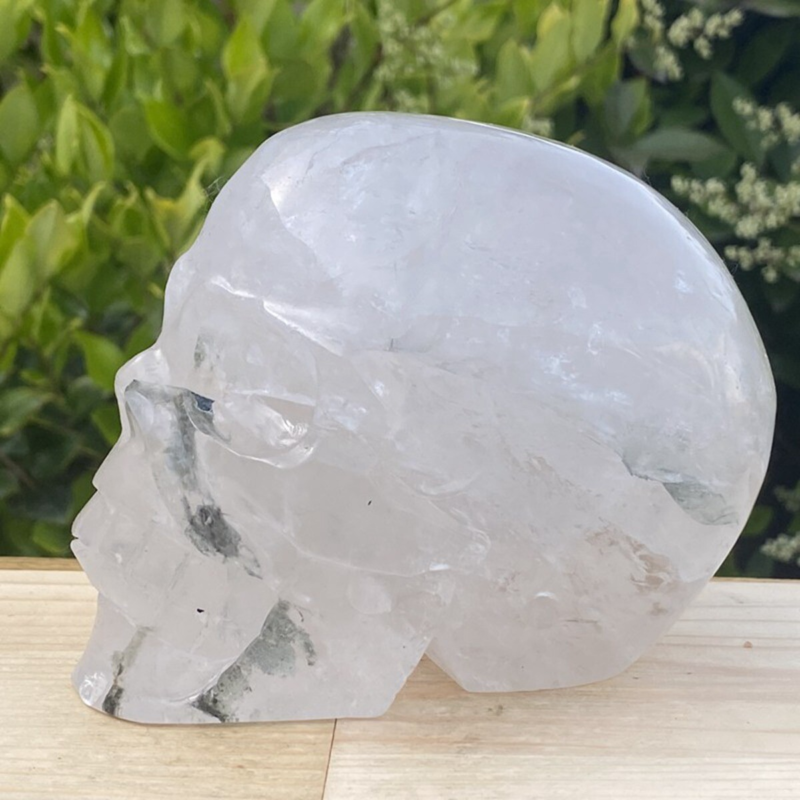 1440g Natural Beantiful Fluorite Quartz Skull Hand Carved Crystal Healing Skull