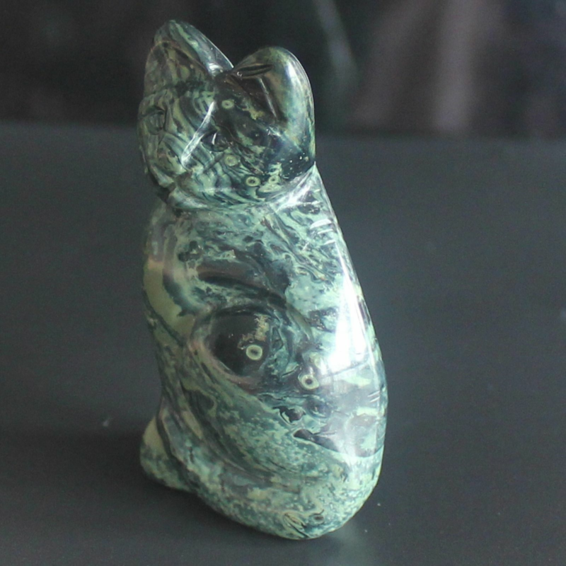 Carved mixed gemstone quartz crystal cat figurine animal carving home decor 2&apos;&apos;