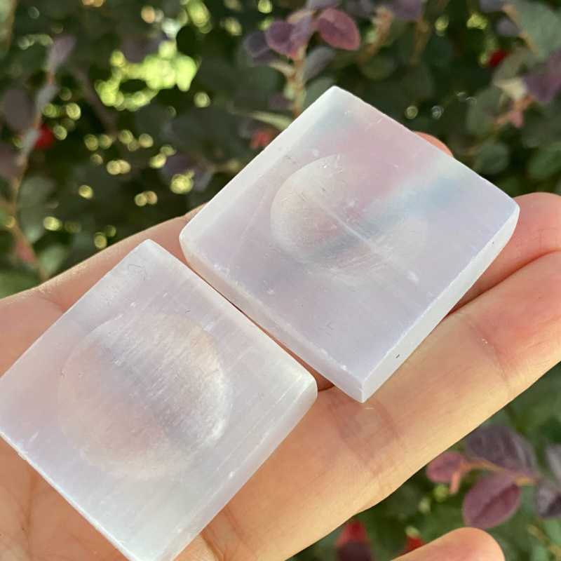 TOP Natural Gypsum Selenite quartz ball stand hand carved crystal healing 5PC