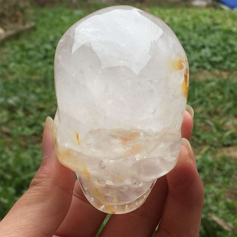 0.4kg Natural clear quartz skull carved Quartz Crystal skull Healing