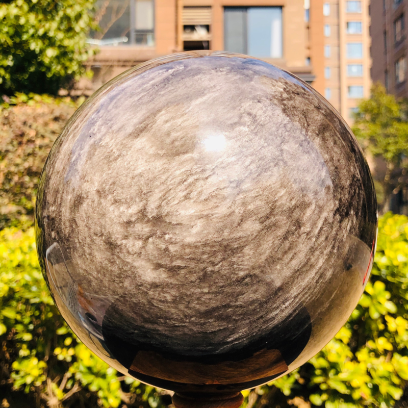 11.35LB Natural Silver Obsidian Quartz Crystal Ball Sphere Healing HH302