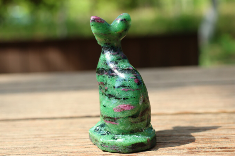 3.1" Carved Natural Zoisite Hairless Cat Statue Skull Quartz Crystal Specimen 1x