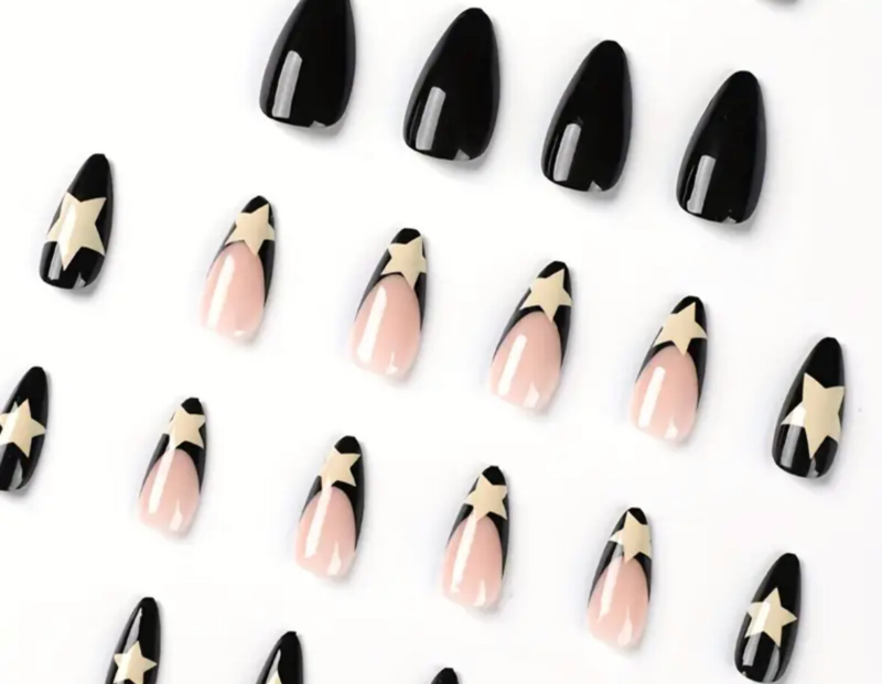 24pcs Press On False Finger Nails Fake Nails Glittered Solid Colours 52 Options