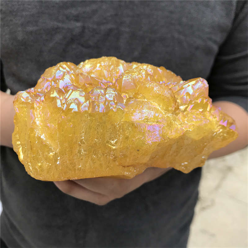 1.16kg Electroplate Rainbow cluster quartz crystal mineral specimen reiki healin