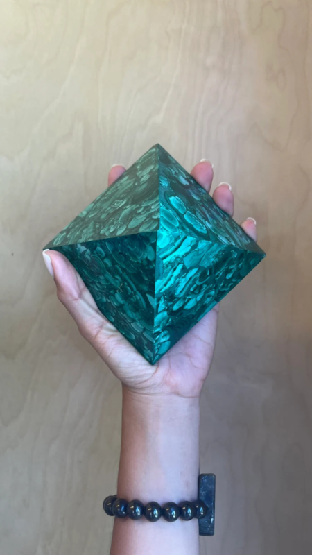 Natural Large Malachite pyramid, malachite sculpture, Extra Quality large Cube