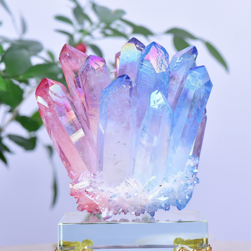1.43LB Electroplated Color Crystal Cluster Crystal Mineral Reiki Healing