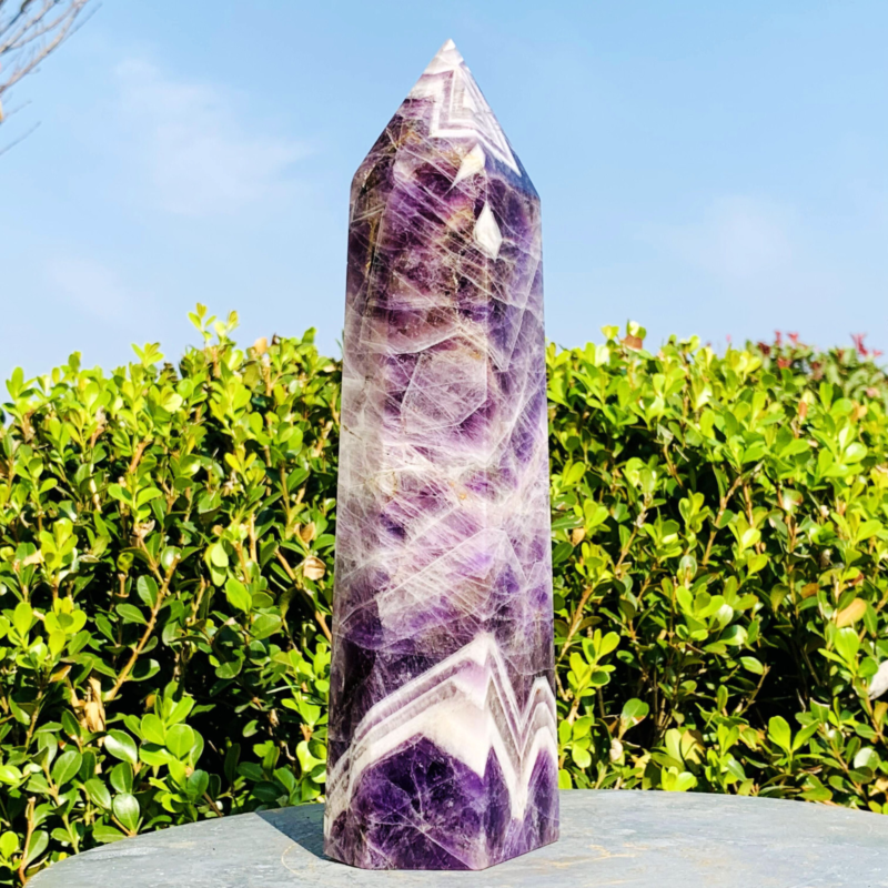 4.26LB Natural Dream Amethyst Quartz Crystal Obelisk Wand Point Healing Stone