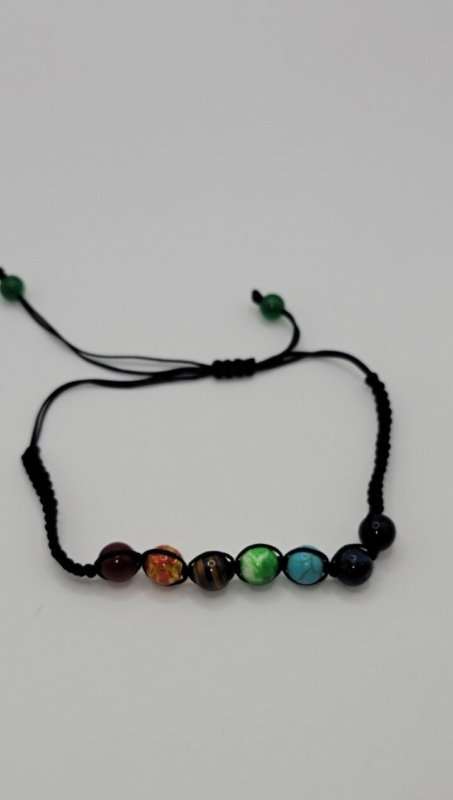 7 CHAKRA HEALING NATURAL CRYSTAL STRING BLK BRACELET BALANCE UNISEX