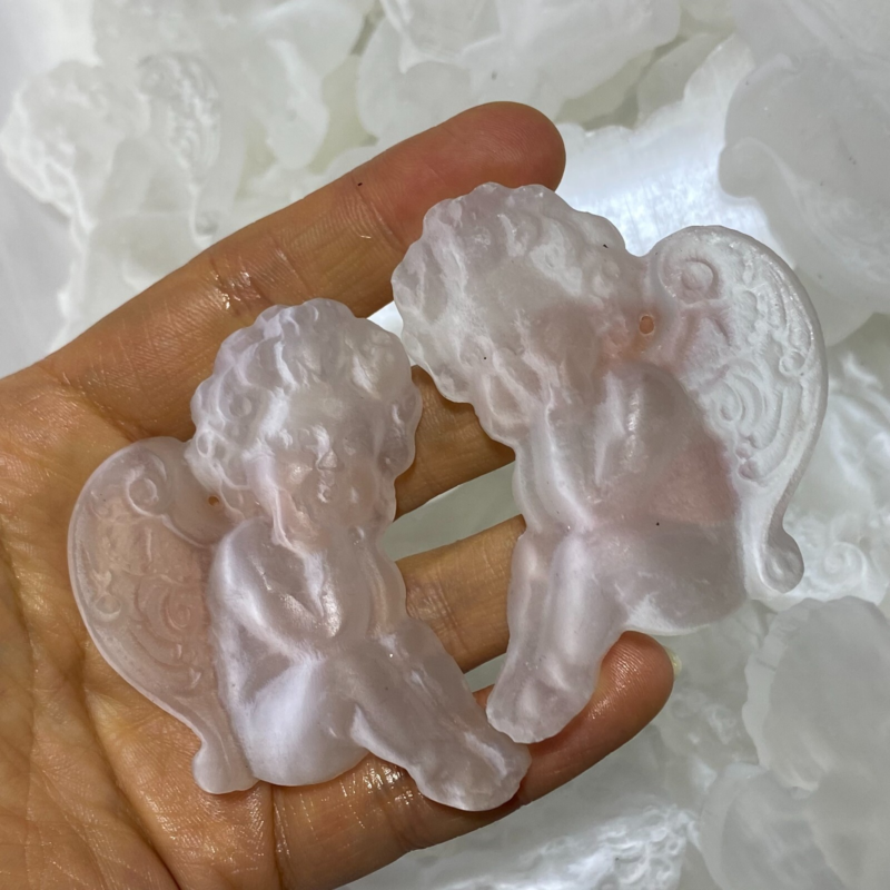 Natural Gypsum Selenite angel Hand Carved Quartz Crystal Reiki healing 1PC