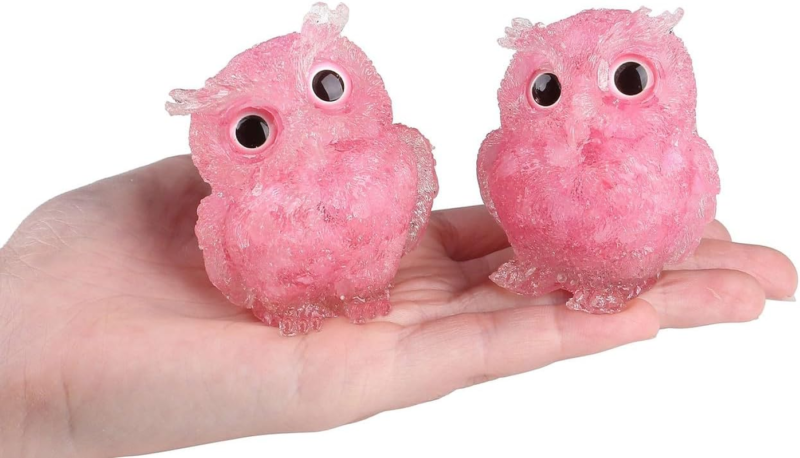 Rose Quartz 2.4" Owl Statue Natural Healing Crystal Cute Owl Animal Pink Figurin