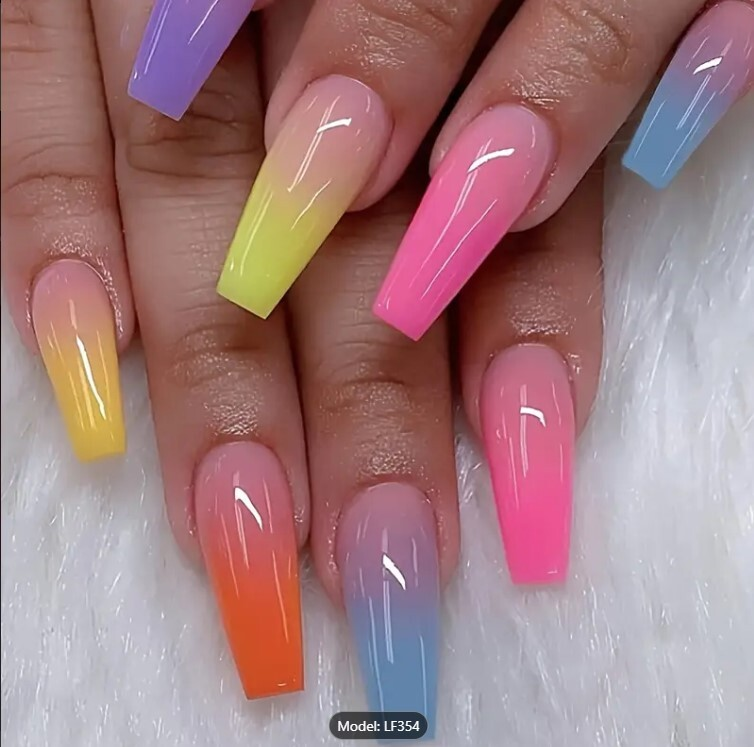 24pcs Press On False Finger Nails Fake Nails Glittered Solid Colours 52 Options