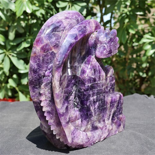 3.54kg Natural Dream Amethyst Dragon Castle Skull Carved Reiki Quartz Crystal Sk