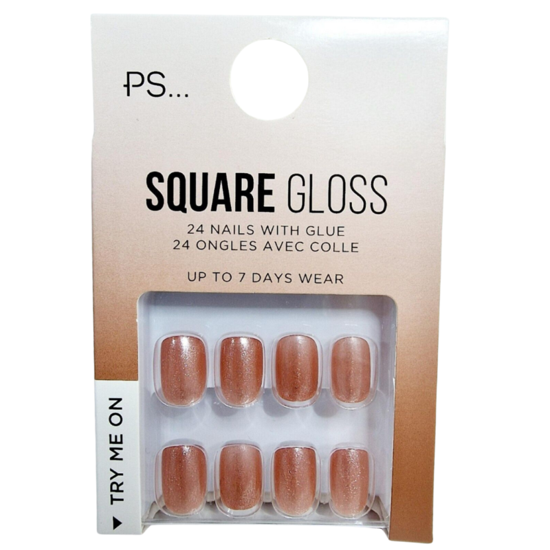 False Nails Press On Fake Tips Stick Coffin Square Full Cover Primark Glue 24pk