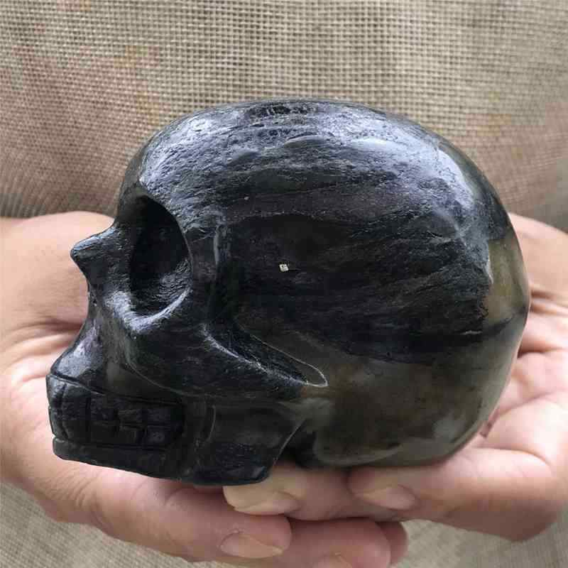 0.56kg Natural black jade quartz skull carved Quartz Crystal skull Healing