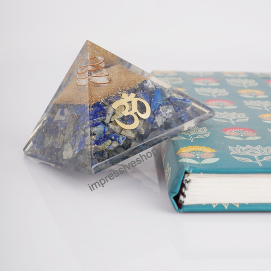 XL Lapis Lazuli Orgone Pyramid Gemstone Reiki Crystal Healing Free Shipping