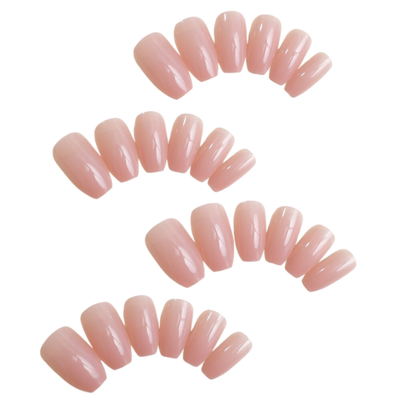 Nude Color Glossy False Nail Medium Coffin Press on Nails for Nail Art 24pcs