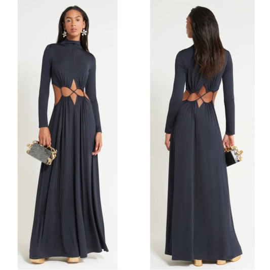 NWT Cult Gaia Black Pippa Cutout Jersey Maxi Gown Size XS