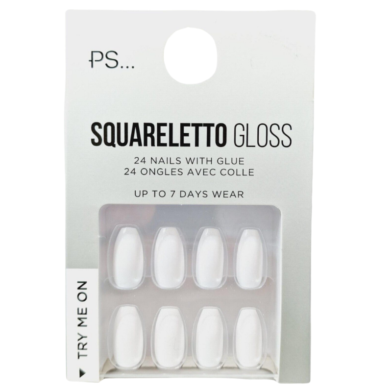 False Nails Press On Fake Tips Stick Coffin Square Full Cover Primark Glue 24pk