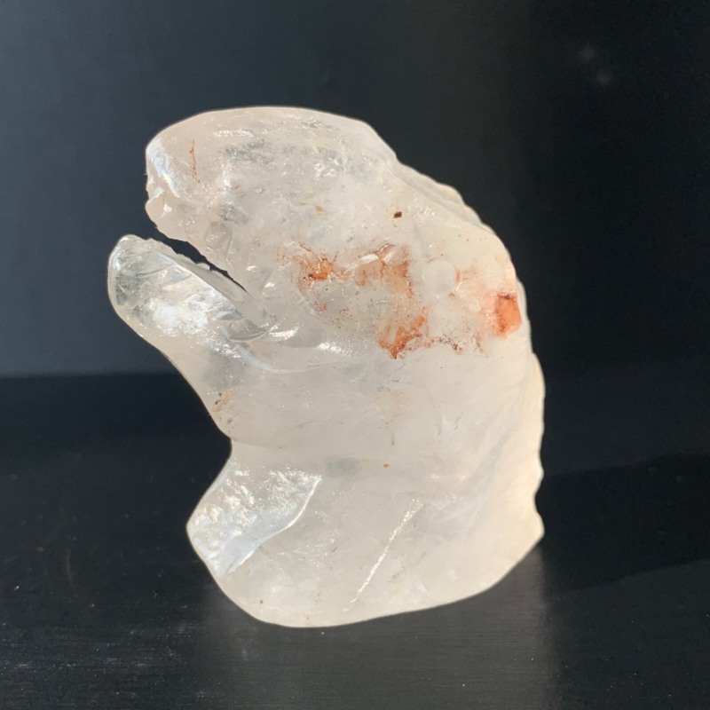 1Natural Transparent Quartz Quartz Hand Carved Crystal Dinosaur Skull Healing