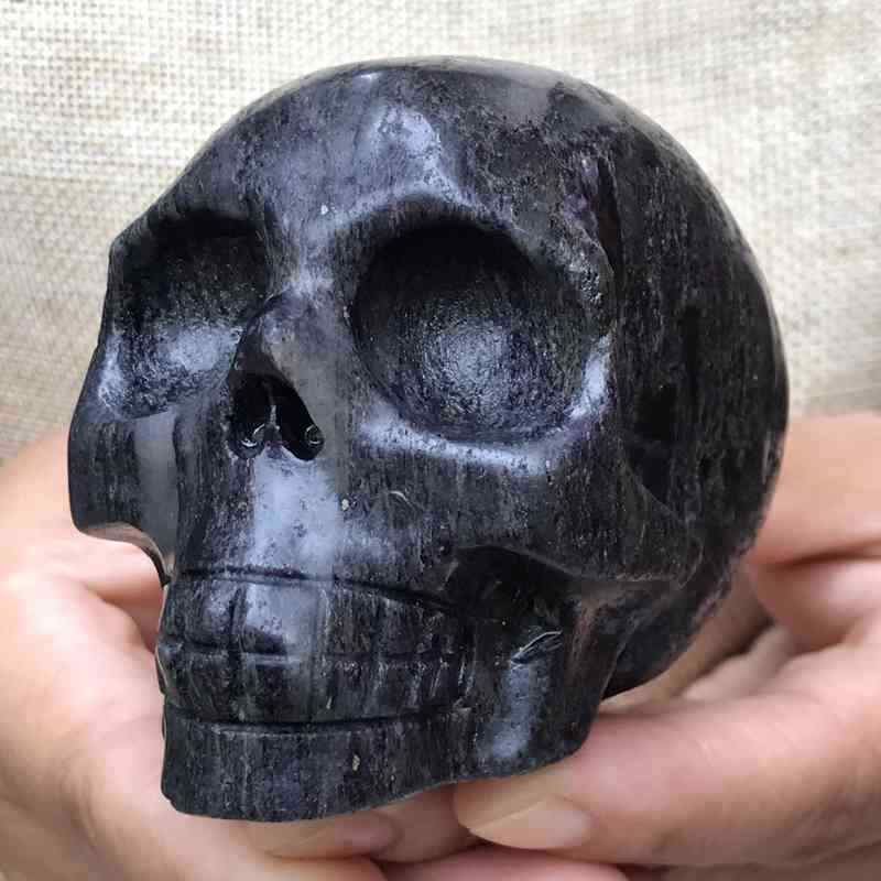 0.46Kg Natural black jade quartz skull carved Quartz Crystal skull Healing