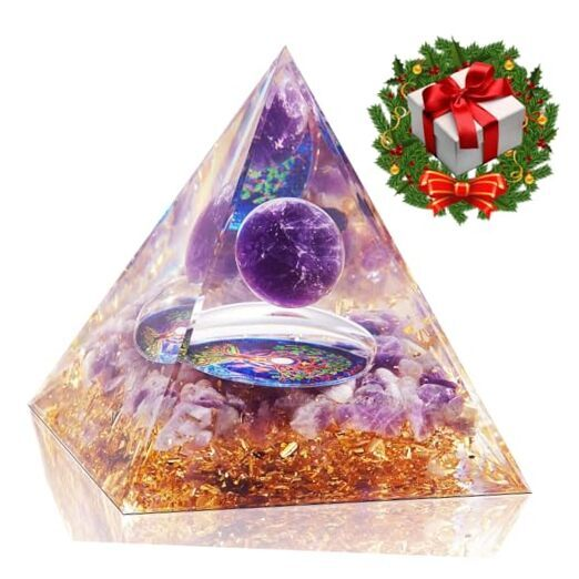 Orgone Pyramid - Orgonite Healing Amethyst Crystal Sphere Amethyst+Tree Of Life