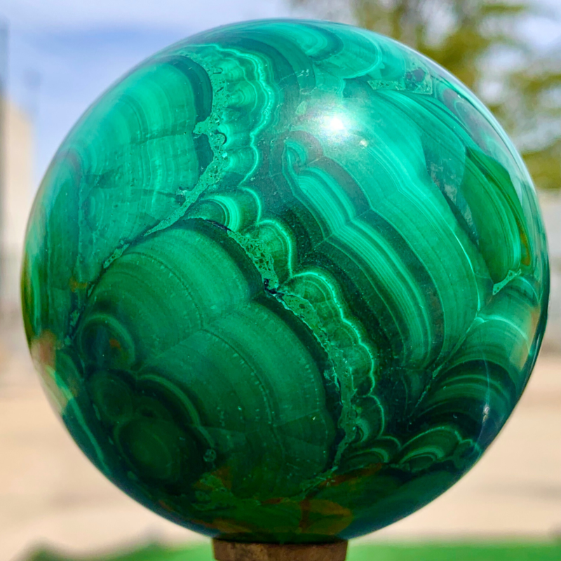 1.34LB Natural malachite egg quartzcrystal energy ball reiki healing