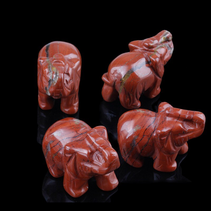 Natural Quartz Crystal Skull Carved Elephant Healing Gemstone Animal Sculpture